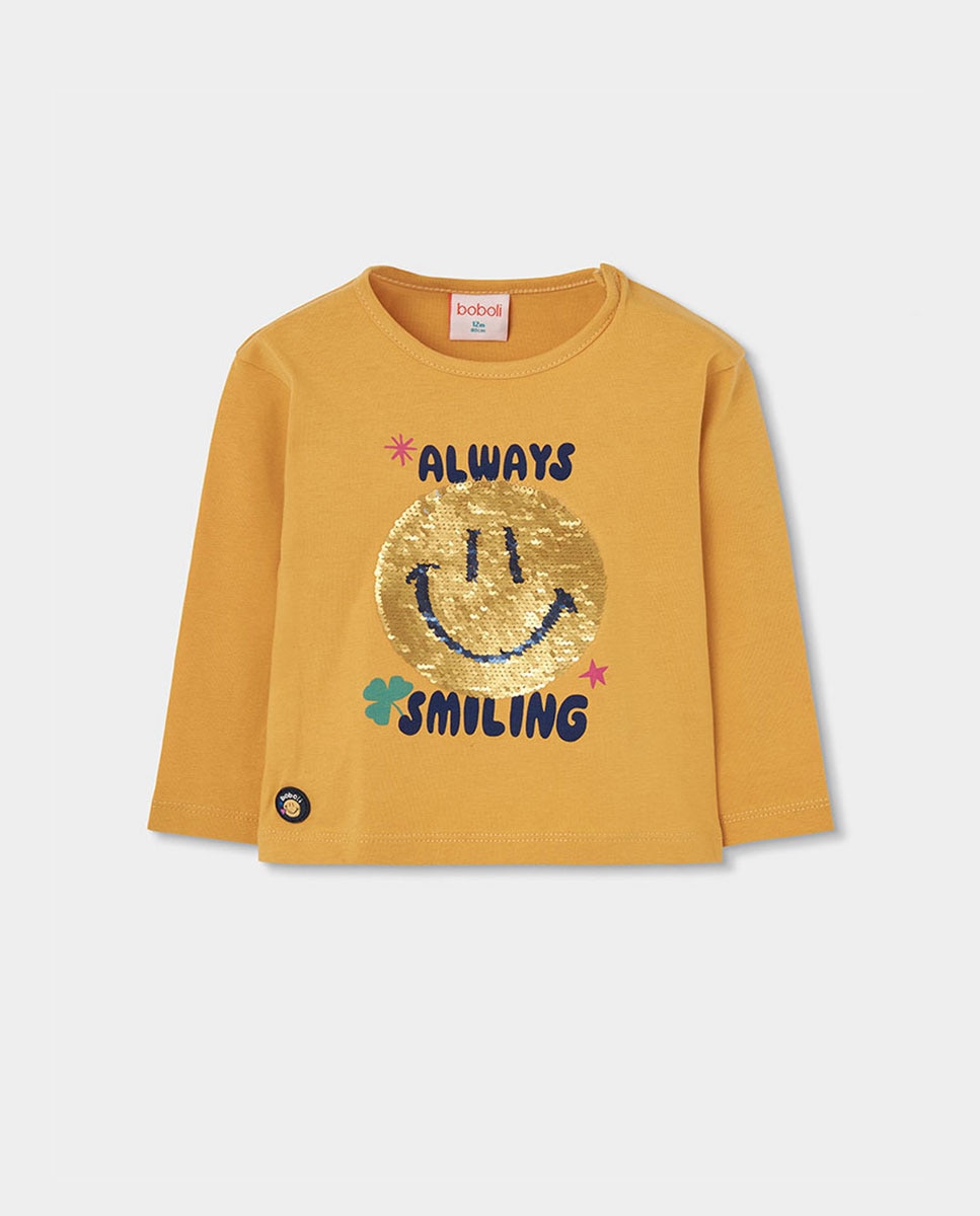 Imagem 0 de T-shirt Infantil de Algodão de Manga Comprida com Gola Redonda