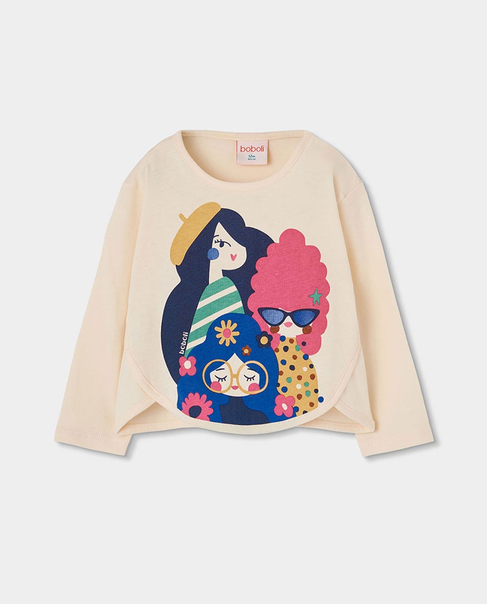 Imagem 0 de T-shirt Infantil de Algodão de Manga Comprida com Gola Redonda