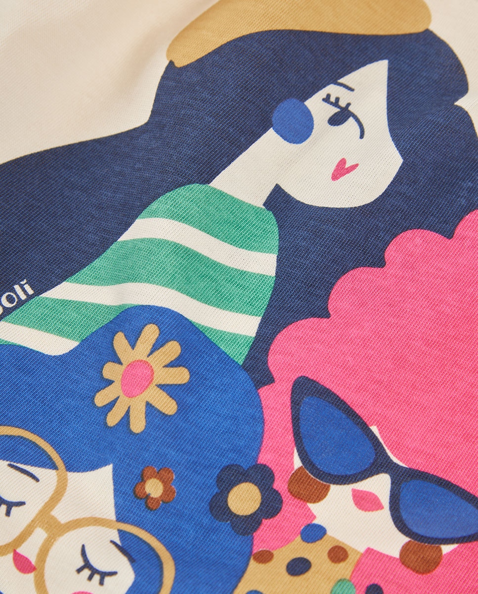 T-shirt Infantil de Algodão de Manga Comprida com Gola Redonda Multicolor-3