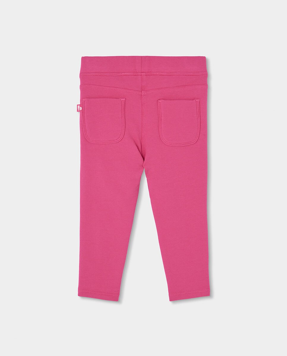 Calças de Felpa Jegging de Cintura Subida Rosa-2