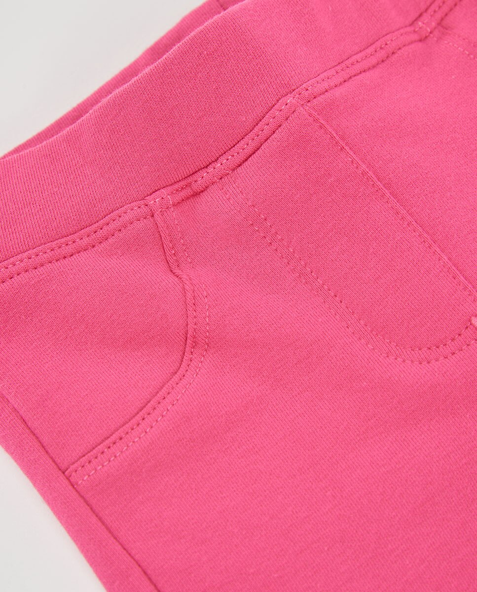 Calças de Felpa Jegging de Cintura Subida Rosa-3