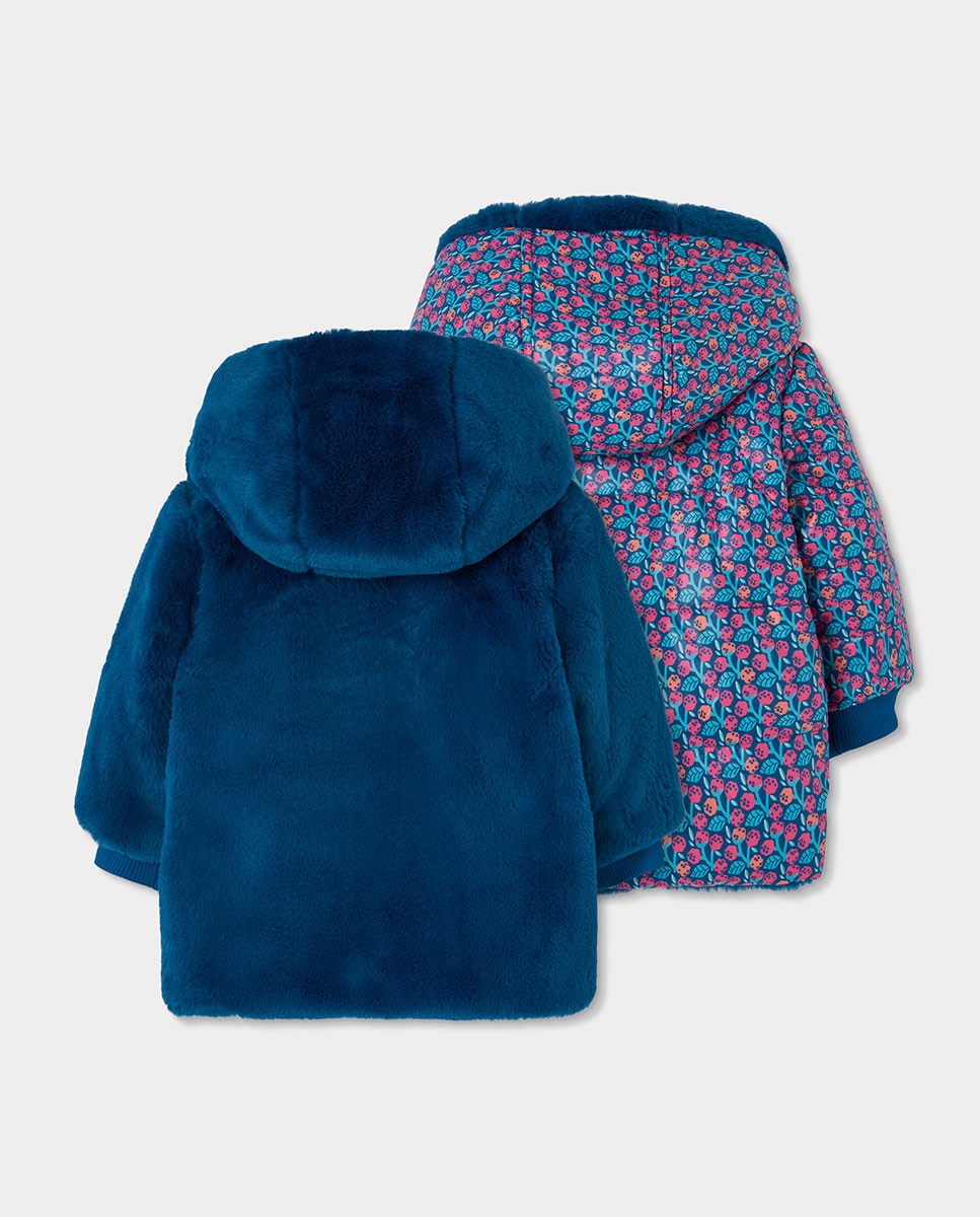 Parka Reversível Infantil com Capuz e Bolsos Multicolor-2