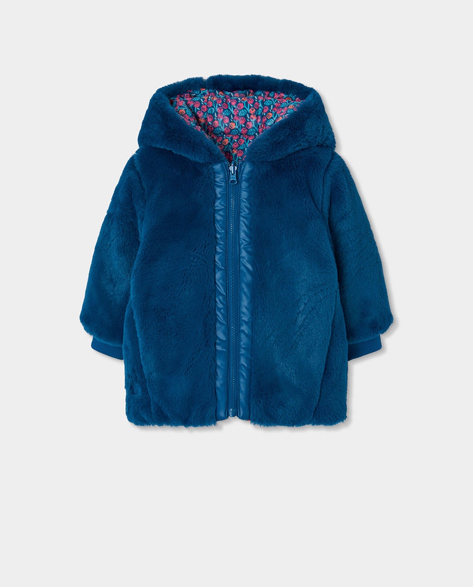 Parka Reversível Infantil com Capuz e Bolsos Multicolor-3