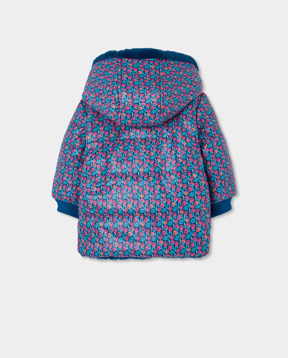 Parka Reversível Infantil com Capuz e Bolsos Multicolor-6