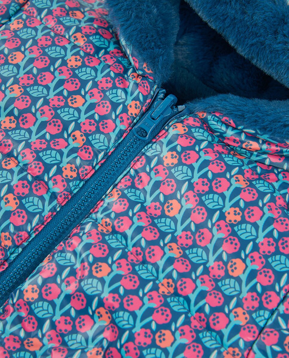 Parka Reversível Infantil com Capuz e Bolsos Multicolor-7