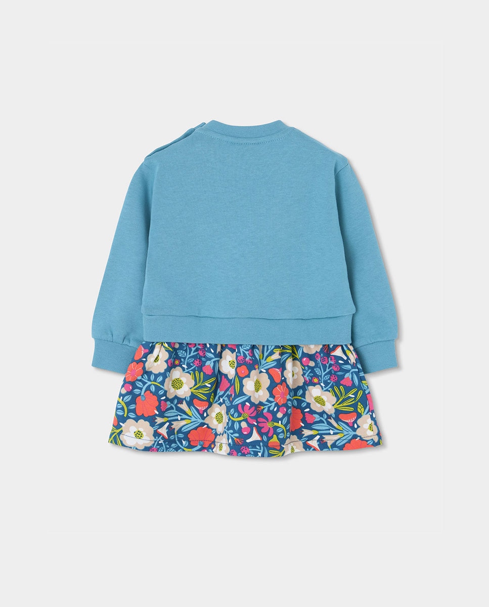 Vestido de Felpa Infantil de Manga Comprida com Gola Redonda Multicolor-2