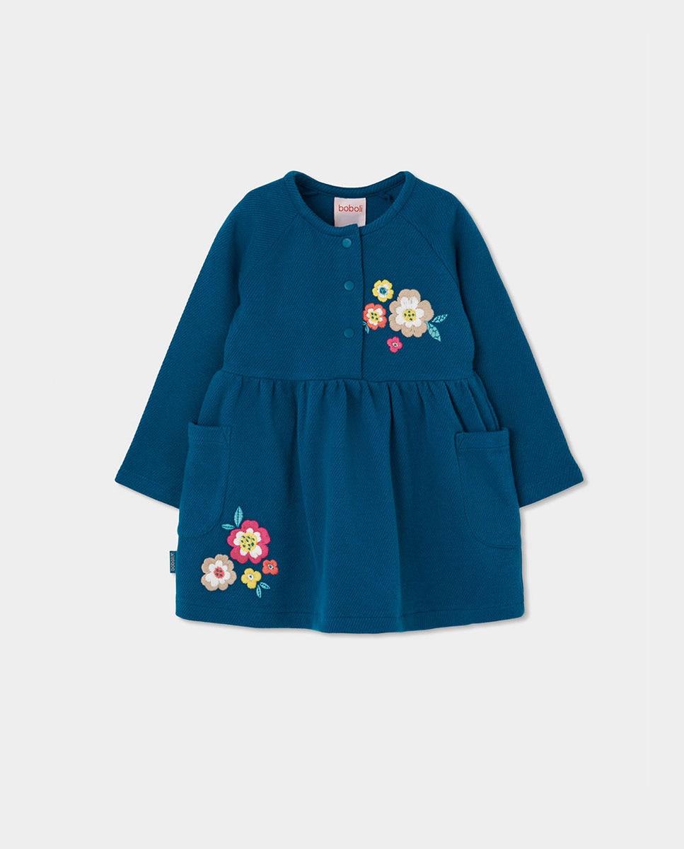 Imagem 0 de Vestido Infantil de Manga Comprida com Gola Redonda