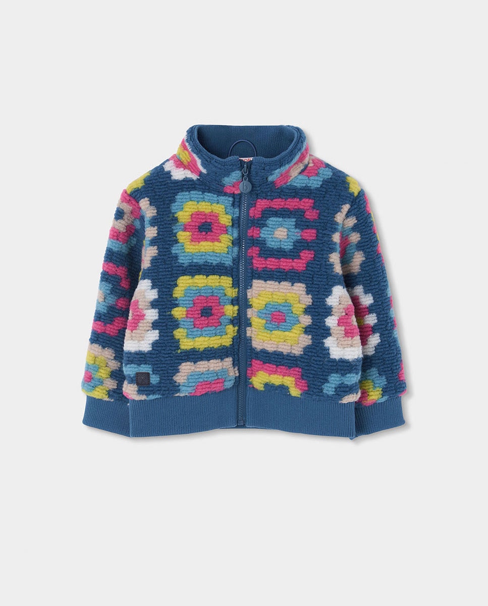 Imagem 0 de Sobretudo Infantil com Estampado de Flores e Gola Semicisne