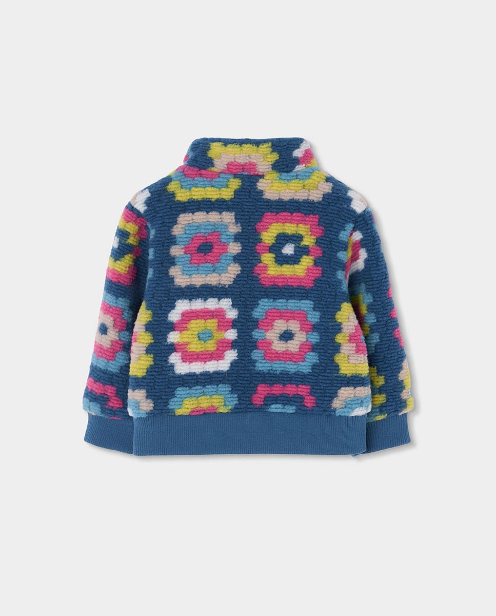 Sobretudo Infantil com Estampado de Flores e Gola Semicisne Boboli Multicolor-2