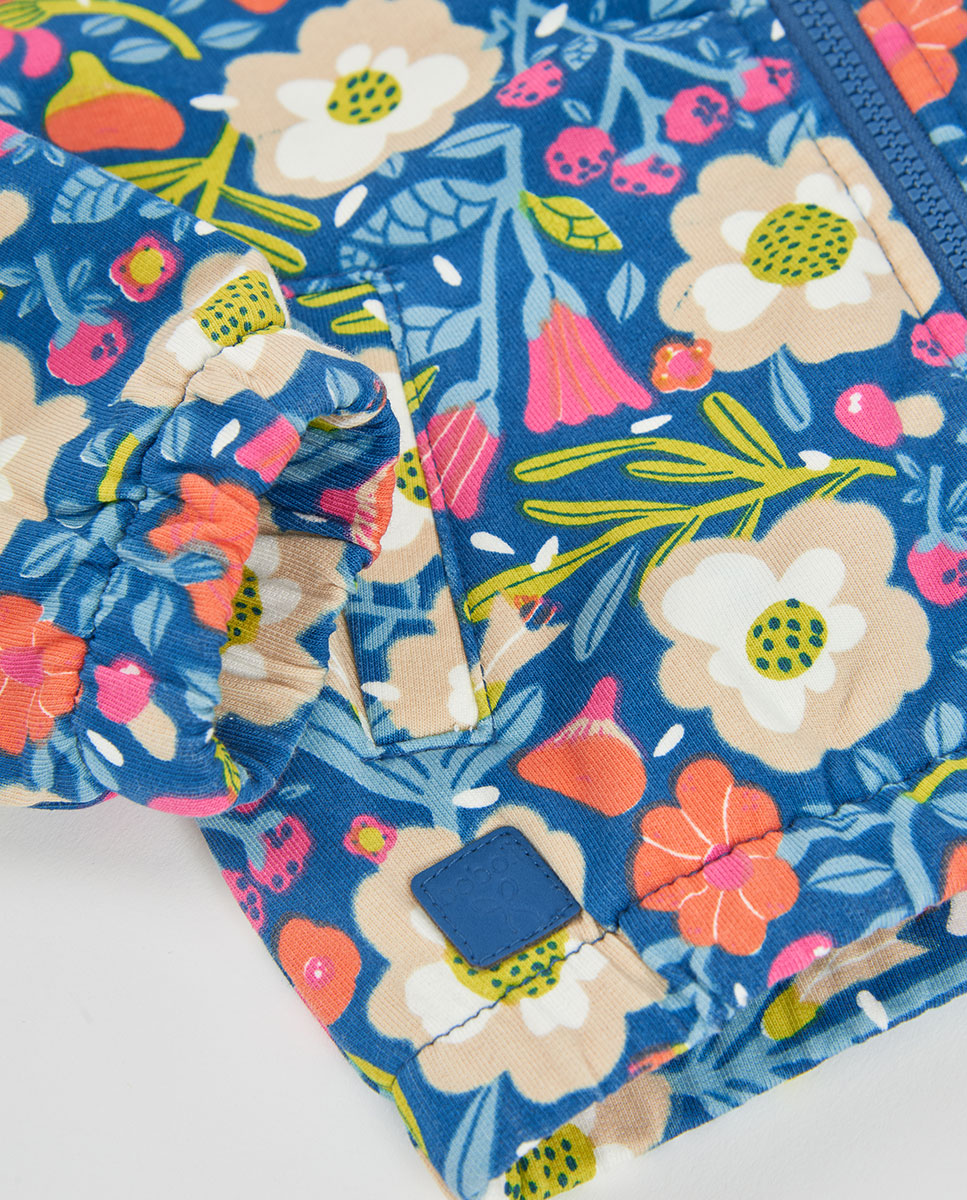 Casaco de Felpa Infantil de Algodão com Fecho Zip Azul-marinho-4