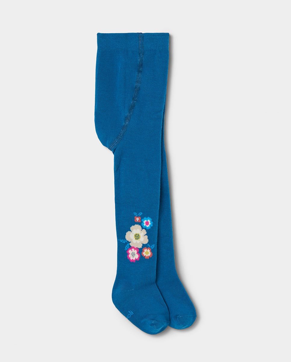 Imagem 0 de Collants Infantil com Estampado de Flores e Cintura Subida