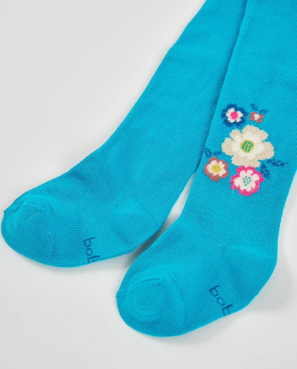 Collants Infantil com Estampado de Flores e Cintura Subida Multicolor-2