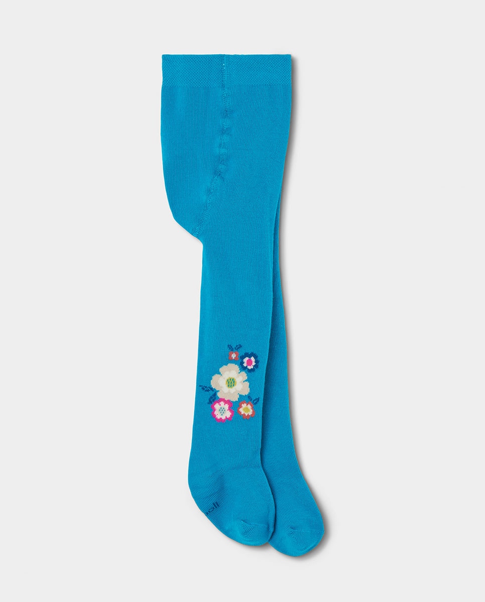 Imagem 0 de Collants Infantil com Estampado de Flores e Cintura Subida