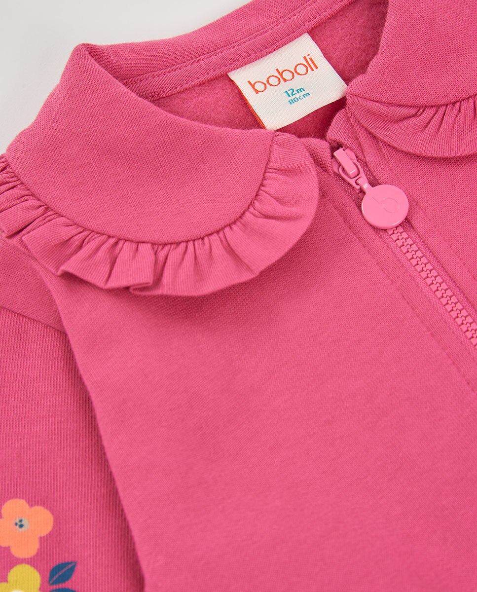 Casaco de Felpa Infantil de Algodão com Fecho Zip Multicolor-3