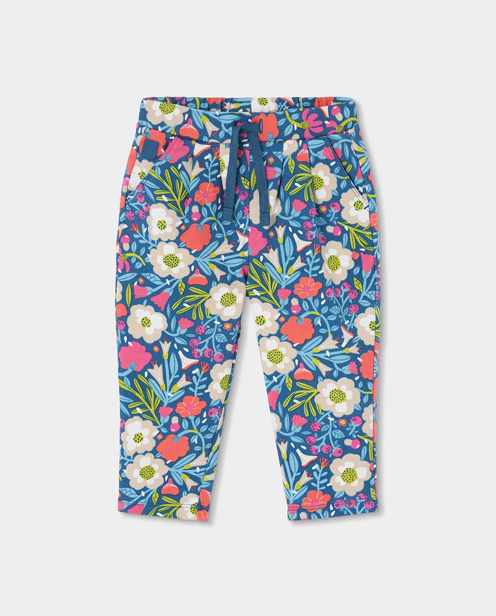 Imagem 0 de Calças de Felpa Infantil com Estampado de Flores e Cintura Subida