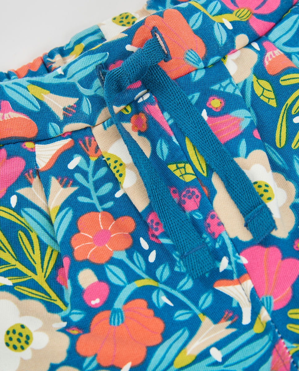 Calças de Felpa Infantil com Estampado de Flores e Cintura Subida Multicolor-3