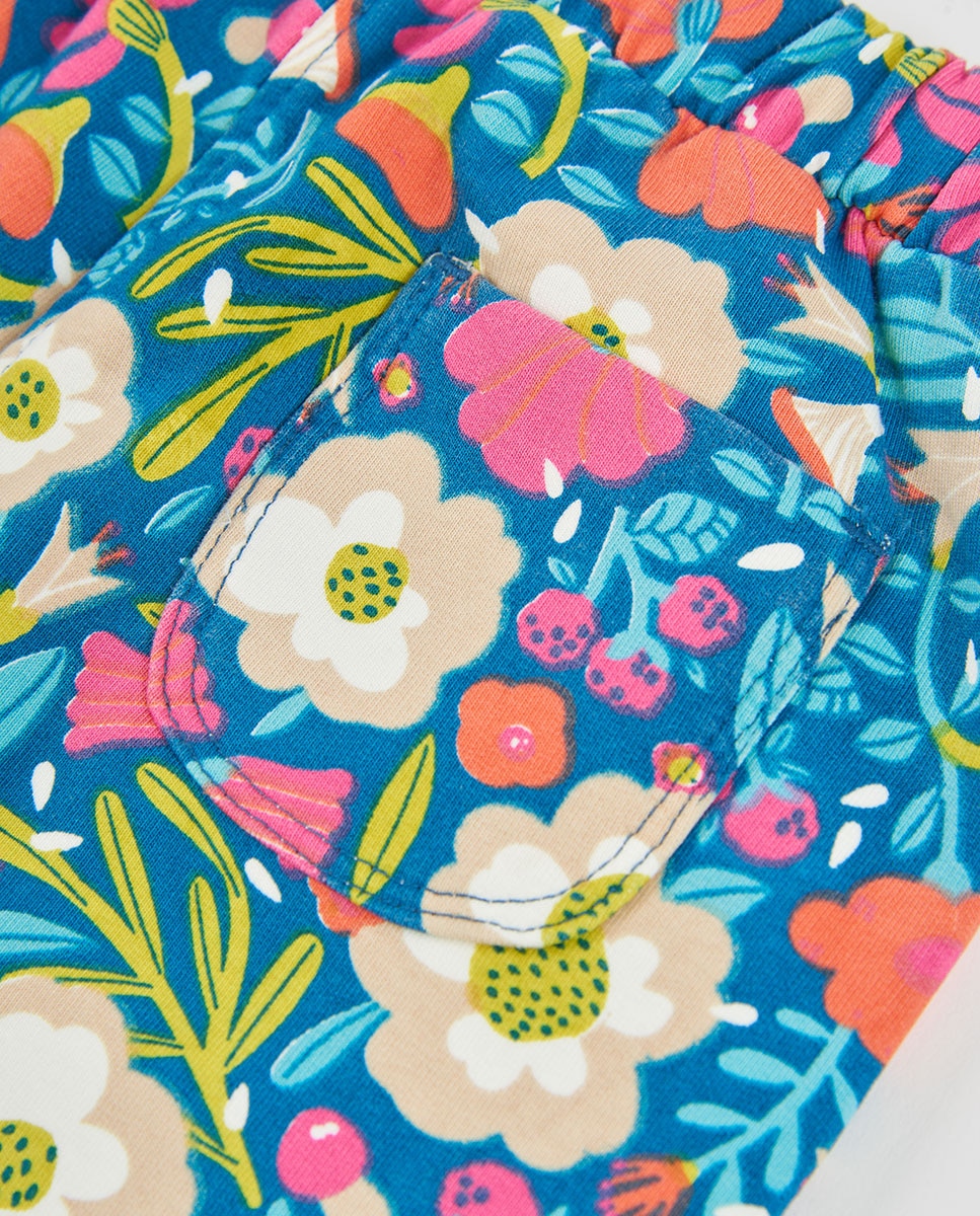 Calças de Felpa Infantil com Estampado de Flores e Cintura Subida Multicolor-4