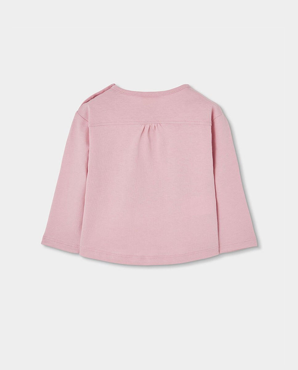 T-shirt Infantil de Algodão de Manga Comprida Rosa / Preto-2