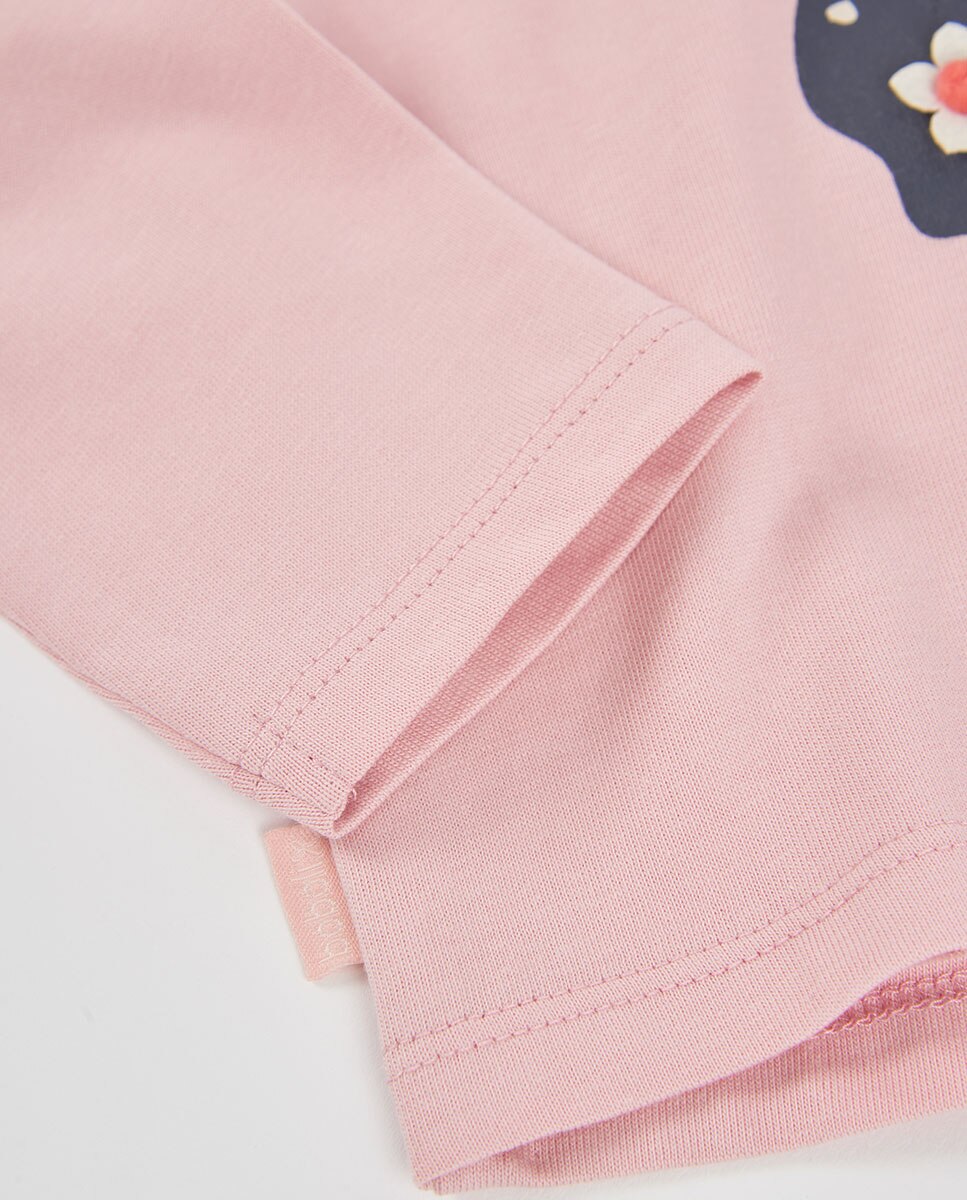 Calças À Boca de Sino com Cintura Subida Infantil Rosa / Preto-4