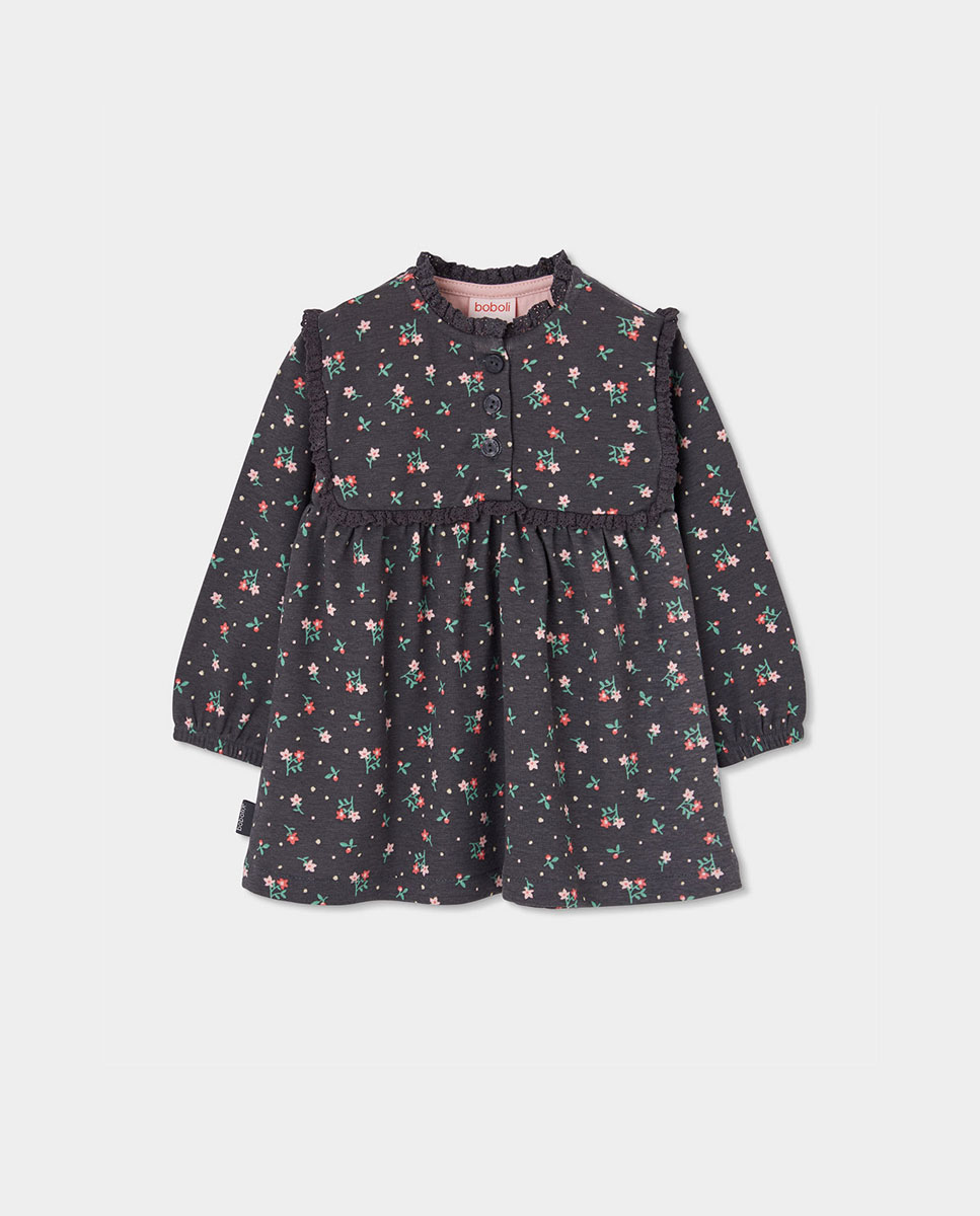 Imagem 0 de Vestido Infantil com Estampado de Flores e Manga Comprida