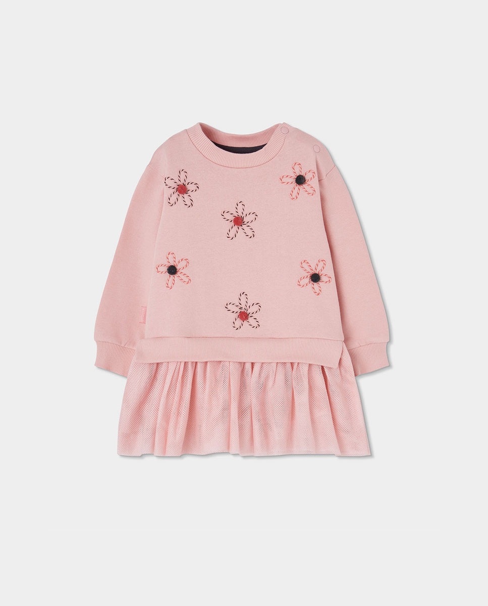 Imagem 0 de Vestido Infantil com Estampado de Flores e Manga Comprida