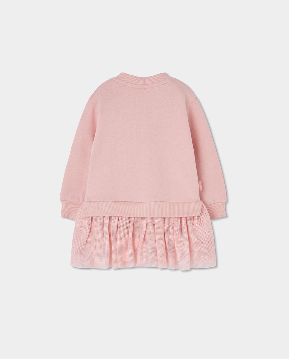 Vestido Infantil com Estampado de Flores e Manga Comprida Multicolor-2