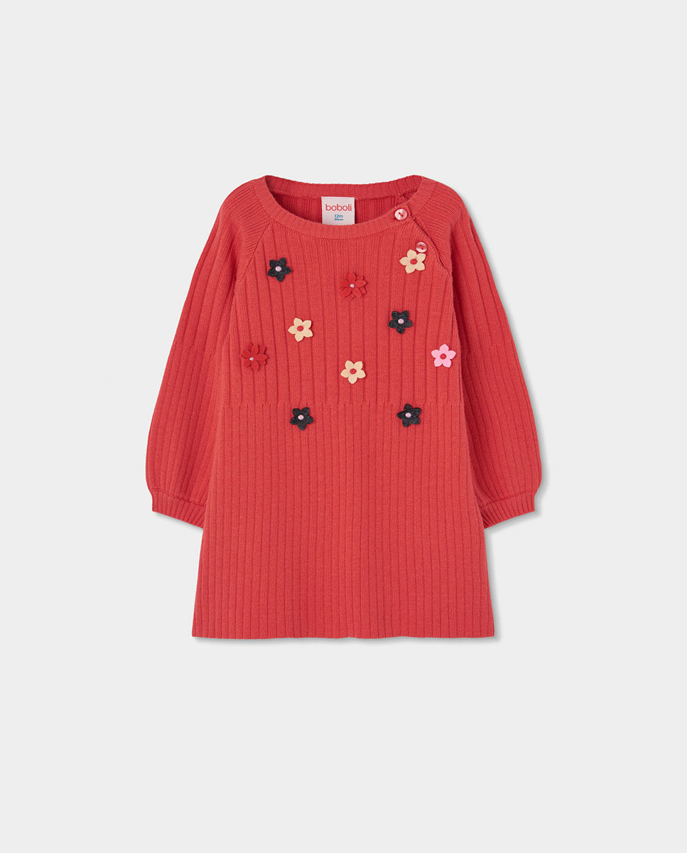 Vestido de Felpa Infantil de Manga Comprida com Gola Redonda Multicolor-1
