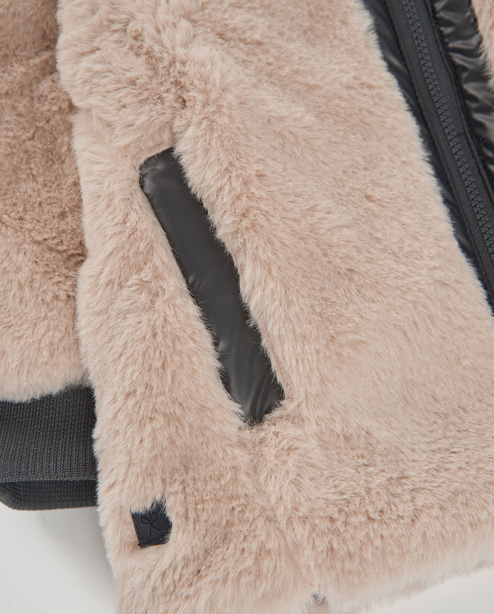 Parka Reversível Infantil com Estampado de Flores e Capuz Boboli Bege-8
