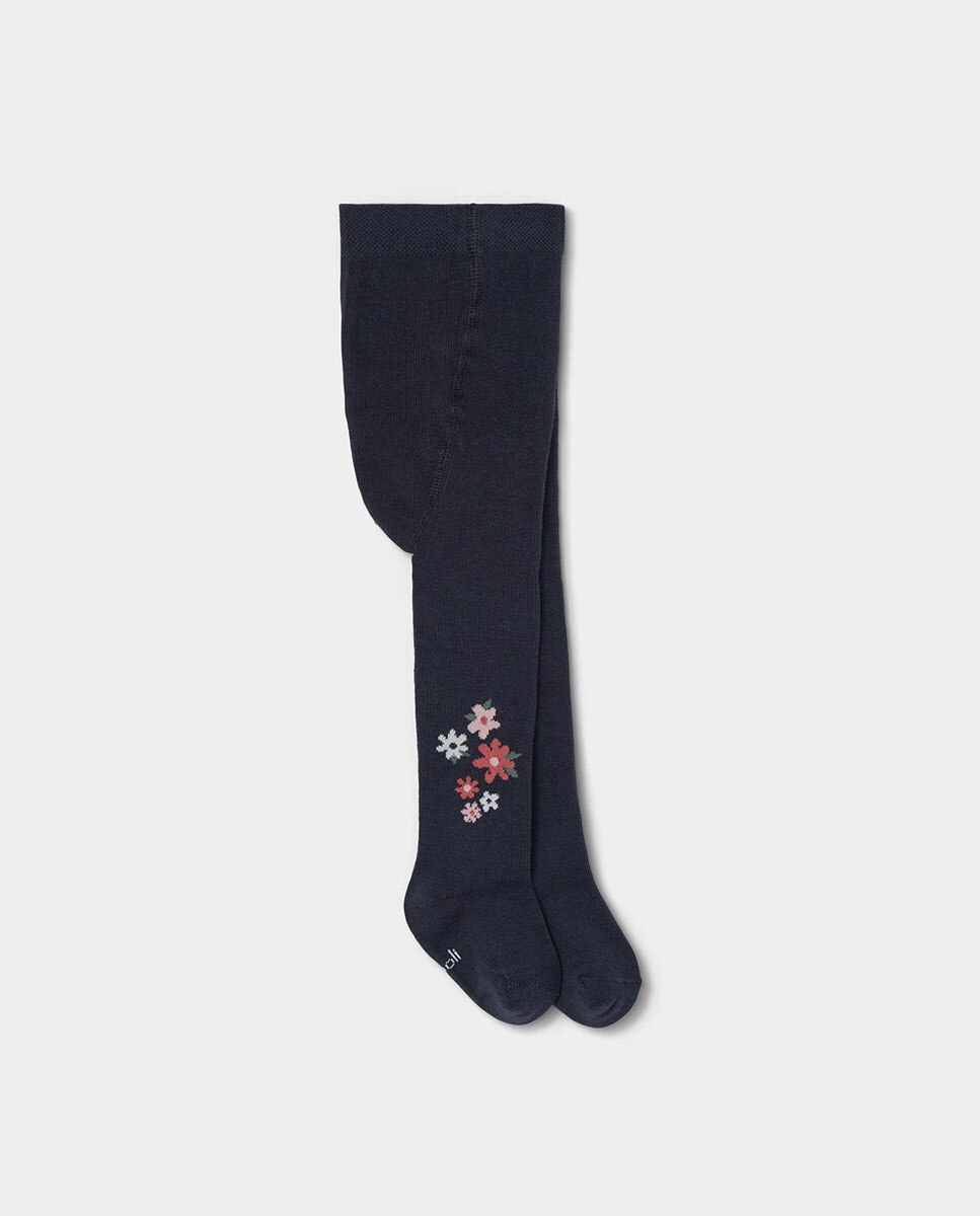 Imagem 0 de Collants Infantil com Estampado de Flores e Cintura Subida