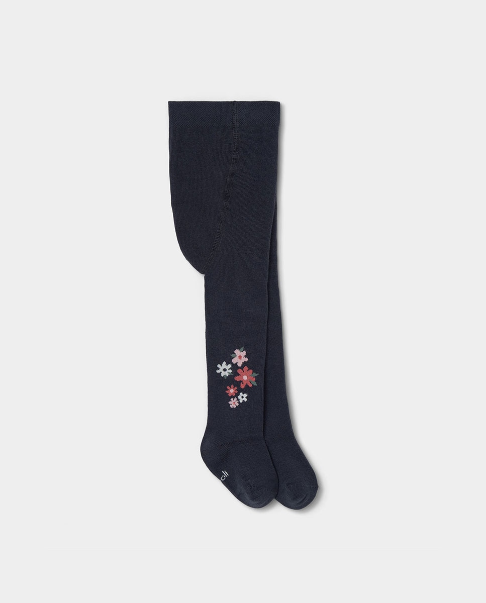 Imagem 0 de Collants Infantil com Estampado de Flores e Cintura Subida