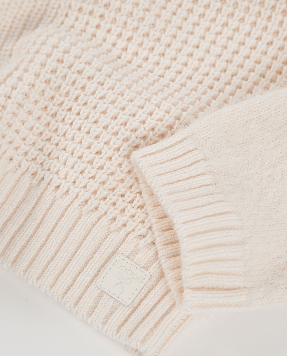 Camisola de Malha Infantil de Manga Comprida com Gola Redonda Boboli Branco-4