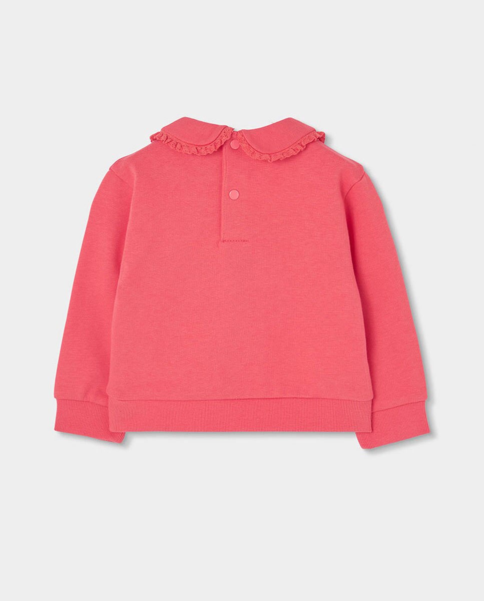 Sweatshirt de Felpa Infantil de Algodão de Manga Comprida Rosa / Branco-2