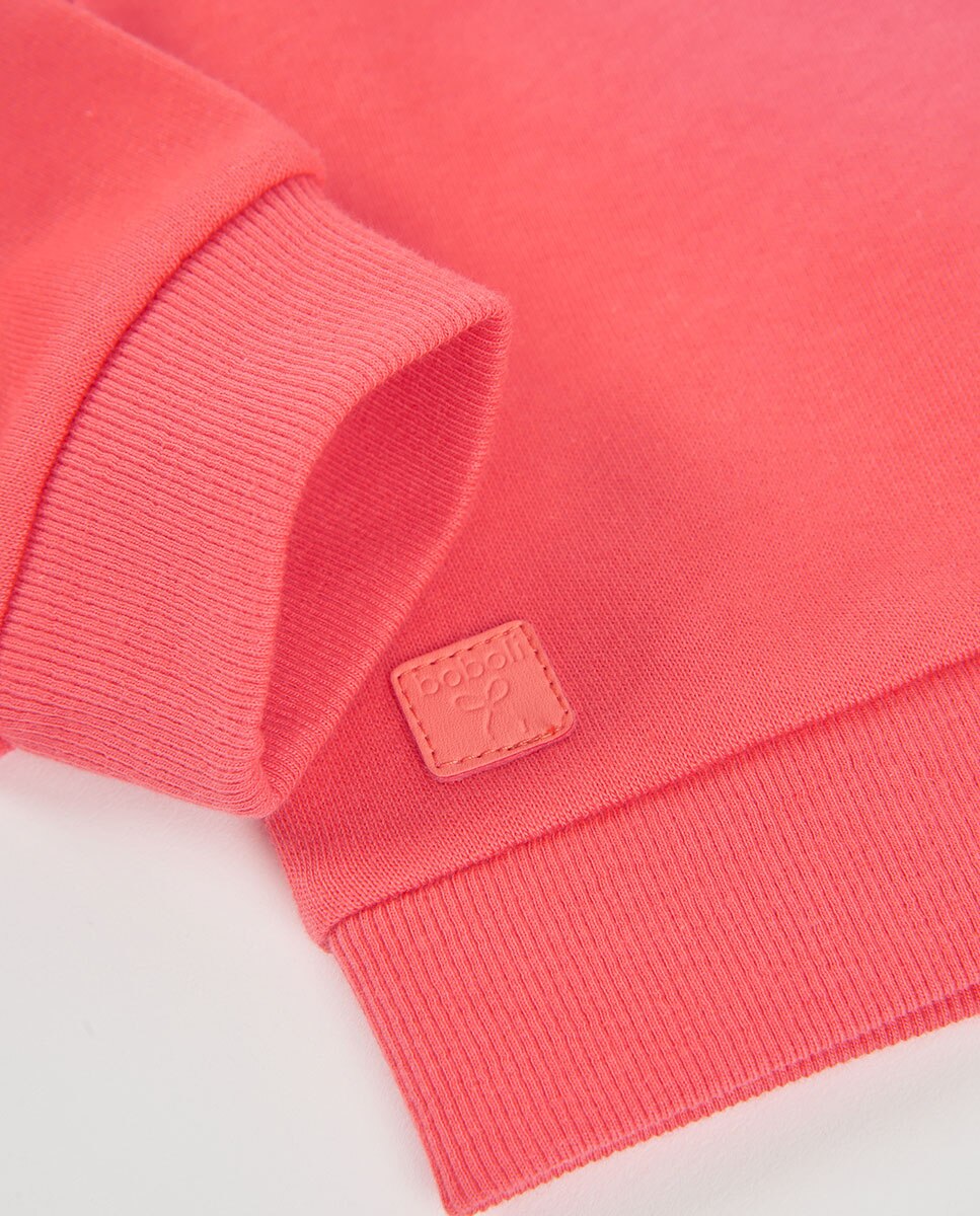 Sweatshirt de Felpa Infantil de Algodão de Manga Comprida Rosa / Branco-4