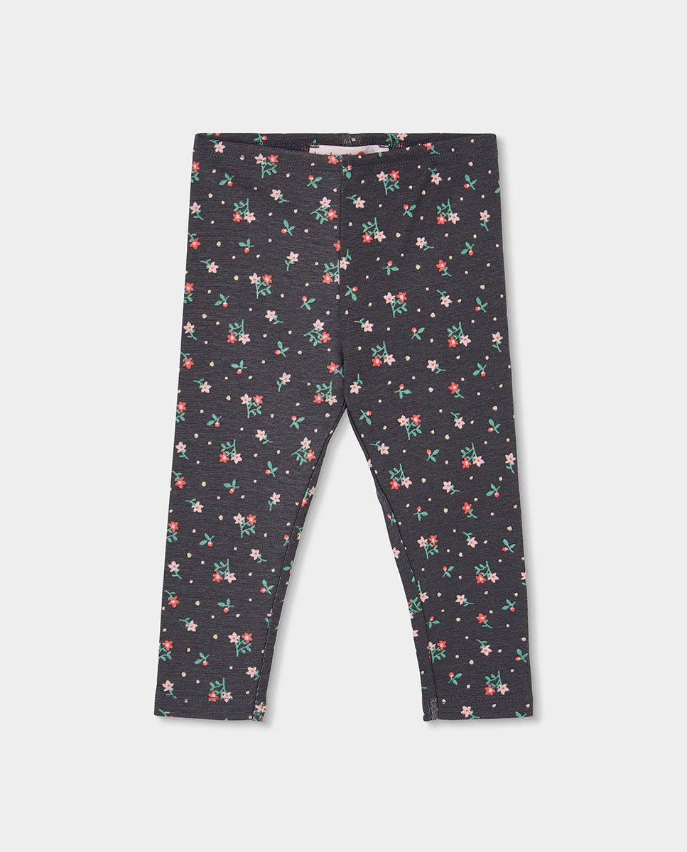 Imagem 0 de Leggings Infantil com Estampado de Flores e Cintura Subida