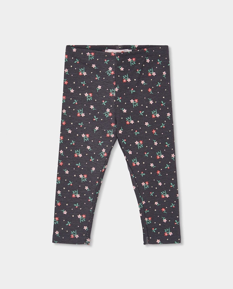 Imagem 0 de Leggings Infantil com Estampado de Flores e Cintura Subida