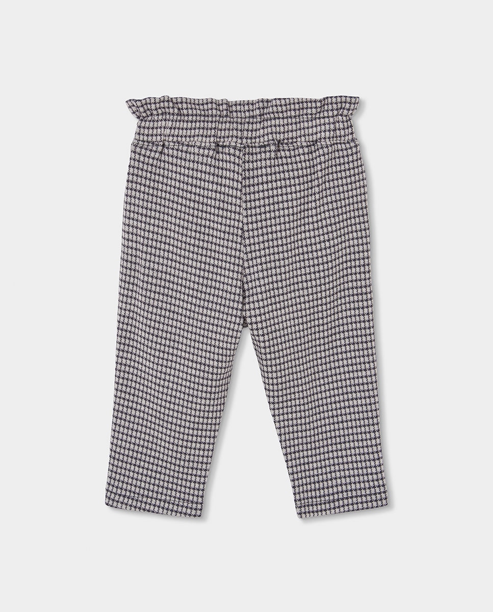 Calças Infantil Aos Quadrados com Cintura Subida Boboli Branco / Preto-2