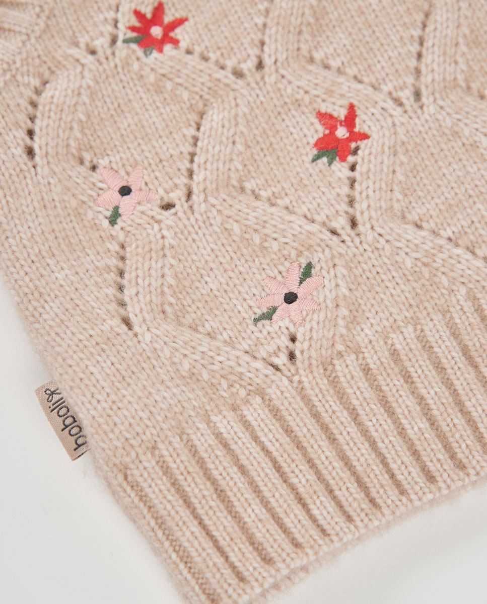 Colete Infantil com Estampado de Flores e Gola em V Boboli Branco / Vermelho-4