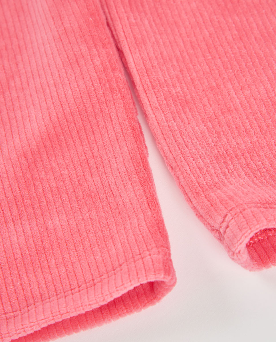 Calças de Bombazina Infantil Amplas de Cintura Subida Rosa-4