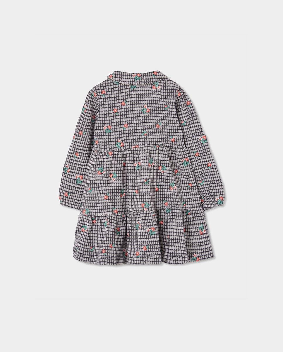 Vestido Infantil Aos Quadrados de Manga Comprida Boboli Multicolor-2