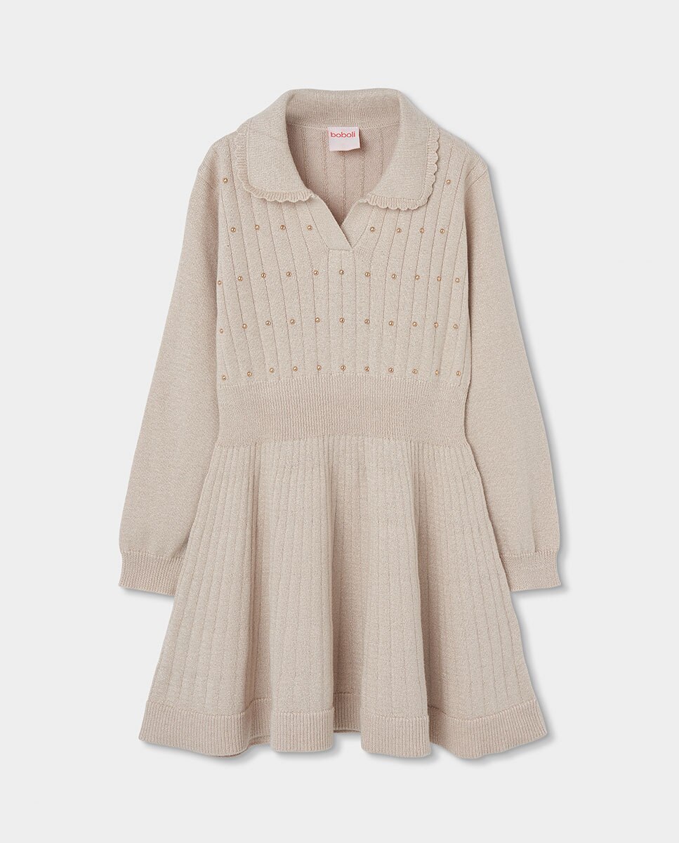 Imagem 0 de Vestido de Malha Infantil de Manga Comprida com Gola Polo