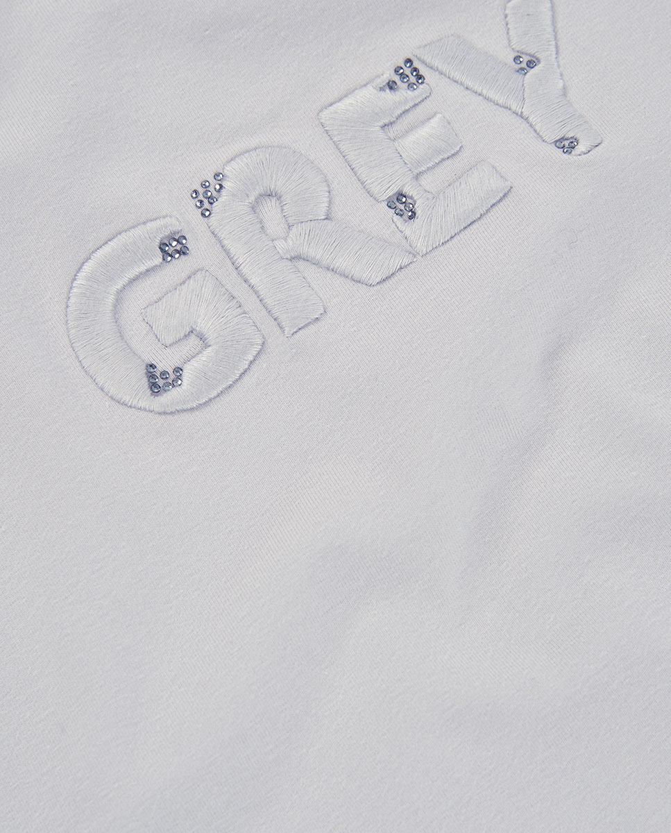 T-shirt Infantil de Manga Comprida com Gola Redonda Cinzento-3