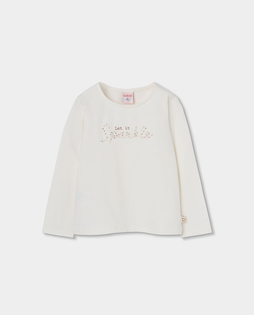 Calças de Veludo Infantil de Cintura Subida e Corte Amplo Branco / Rosa-1