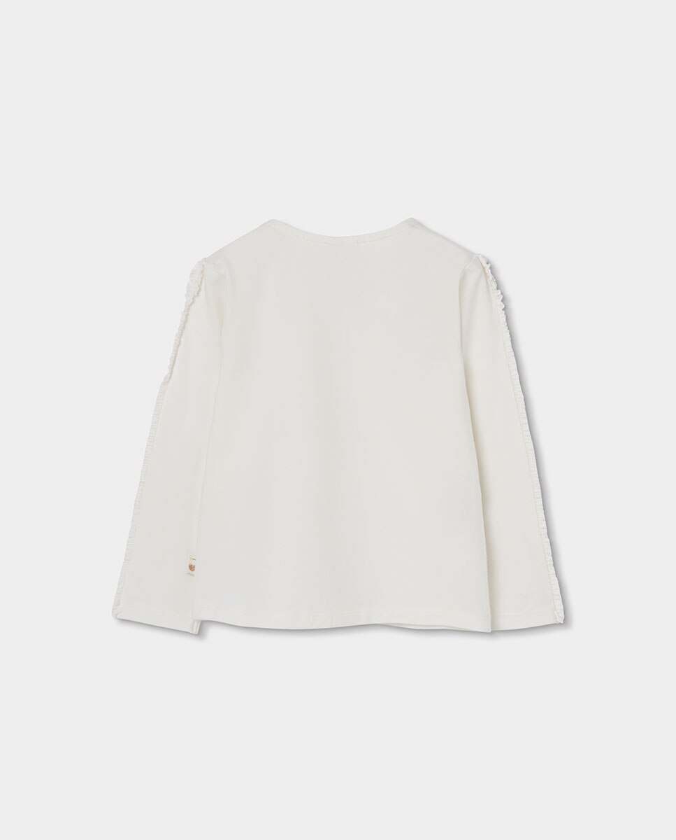 Vestido de Tricotosa Infantil de Manga Comprida com Gola Redonda Branco / Preto-2