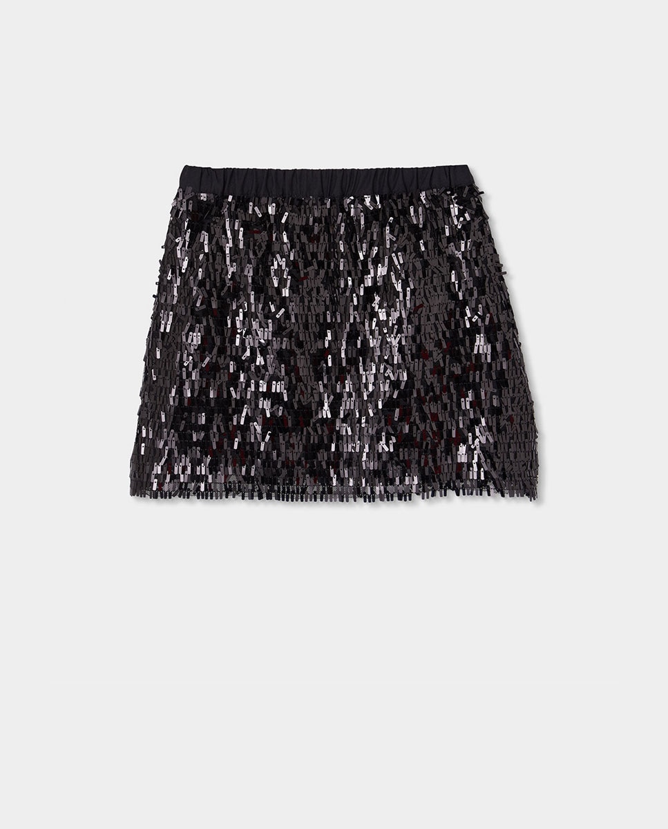 Saia de Tule Infantil com Lantejoulas Preto / Prata-2