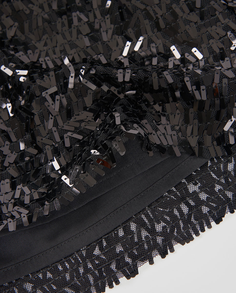 Saia de Tule Infantil com Lantejoulas Preto / Prata-4