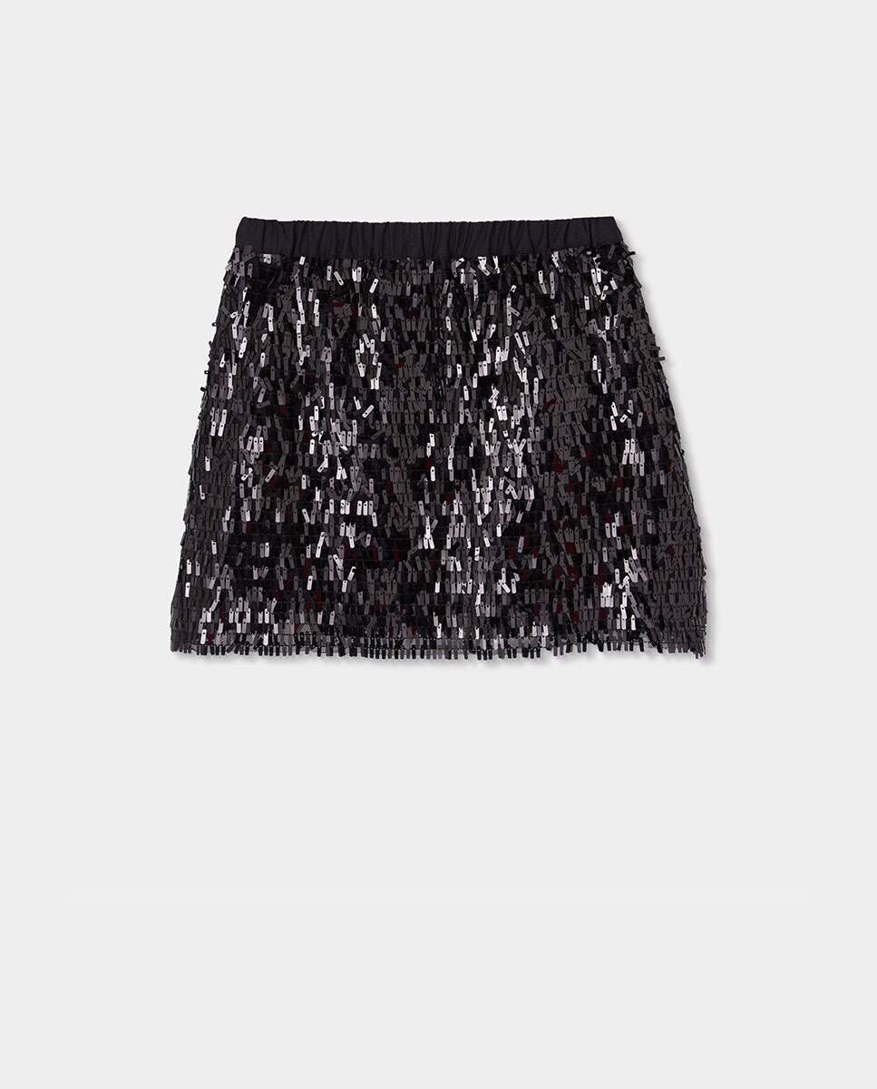 Saia de Tule Infantil com Lantejoulas Preto / Prata-2
