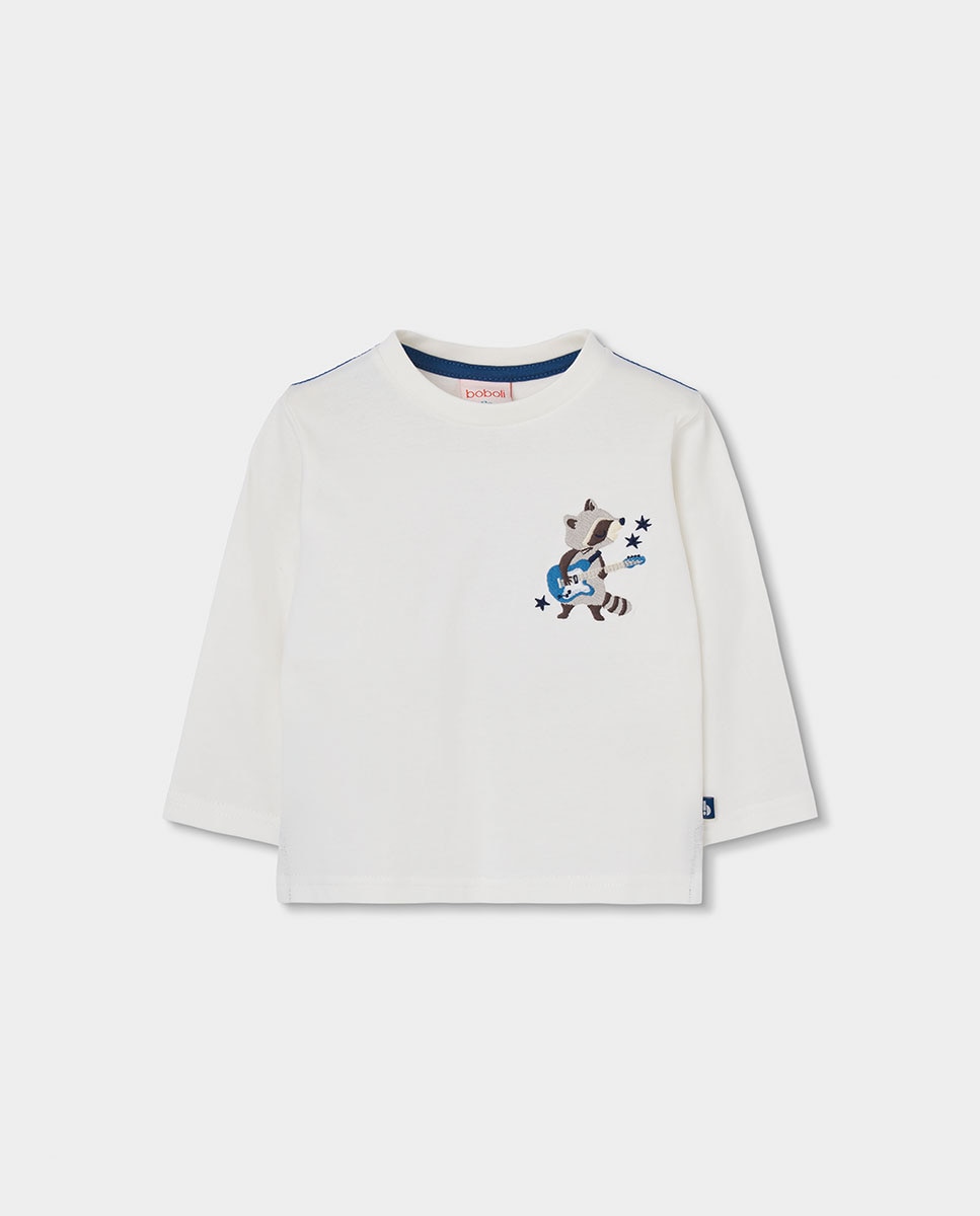 Imagem 0 de T-shirt Infantil de Algodão de Manga Comprida com Gola Redonda
