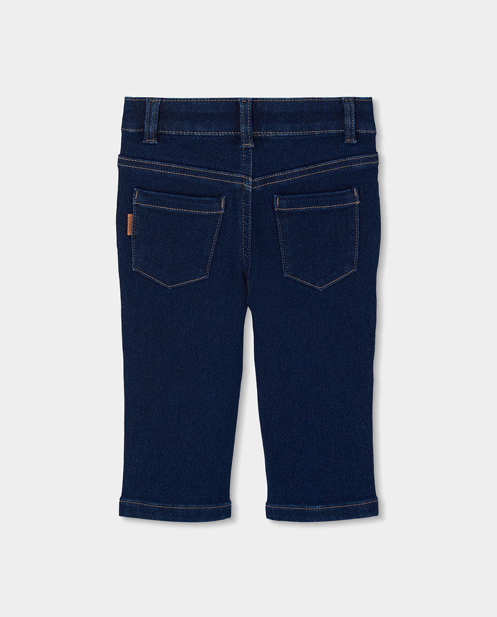 Jeans Infantil com Corte a Direito e Cintura Subida Azul denim-2