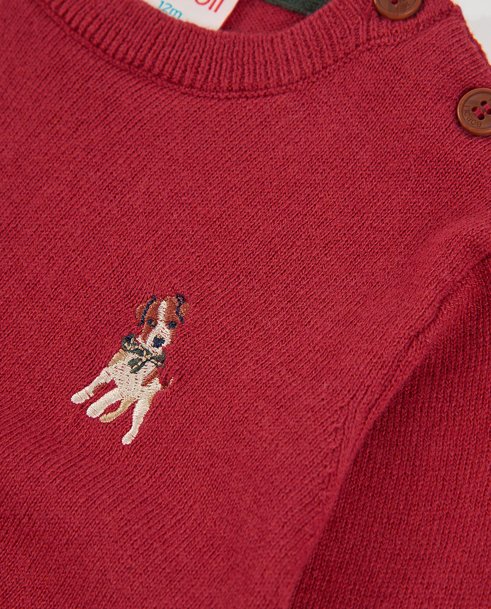 Camisola de Malha Infantil de Manga Comprida com Gola Redonda Branco-3