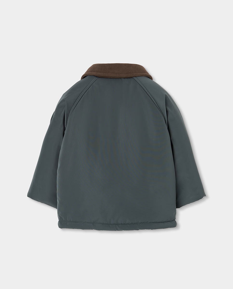 Parka Infantil com Capuz e Bolsos Frontais Castanho-2